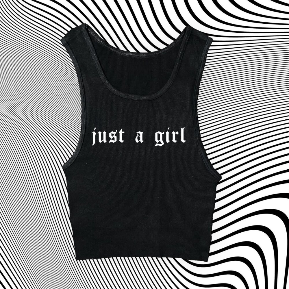 Just a Girl Unisex Cropped Tank - Picture 1 of 2